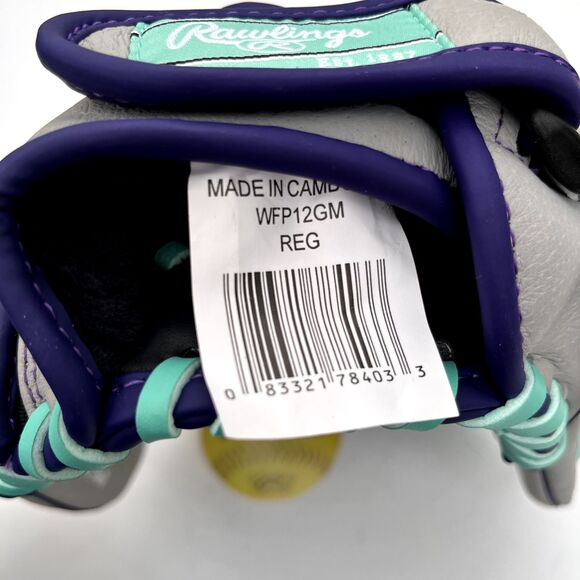 Rawlings Fastpitch Series Youth 12" Softball Glove Gray/Mint, Right WFP12GM-Reg - Picture 8 of 10